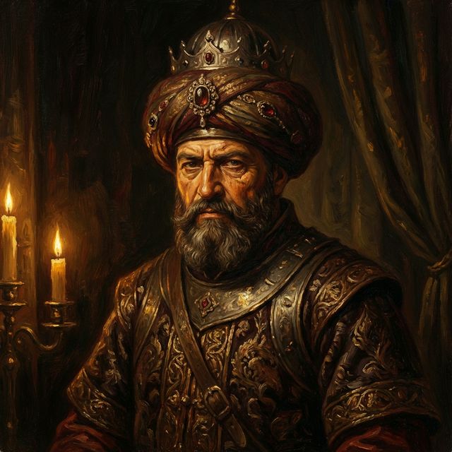 Artistic portrayal of Sultan Sikandar Lodi in 15th century royal attire — AI-generated representation based on period descriptions